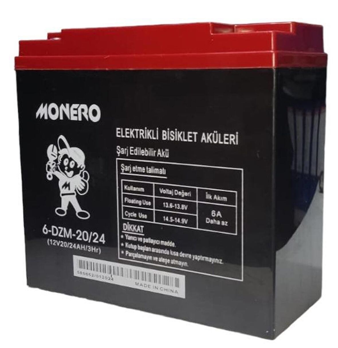 MONERO 12V-20/24 AMPER [DİK] E-BIKE AKÜ